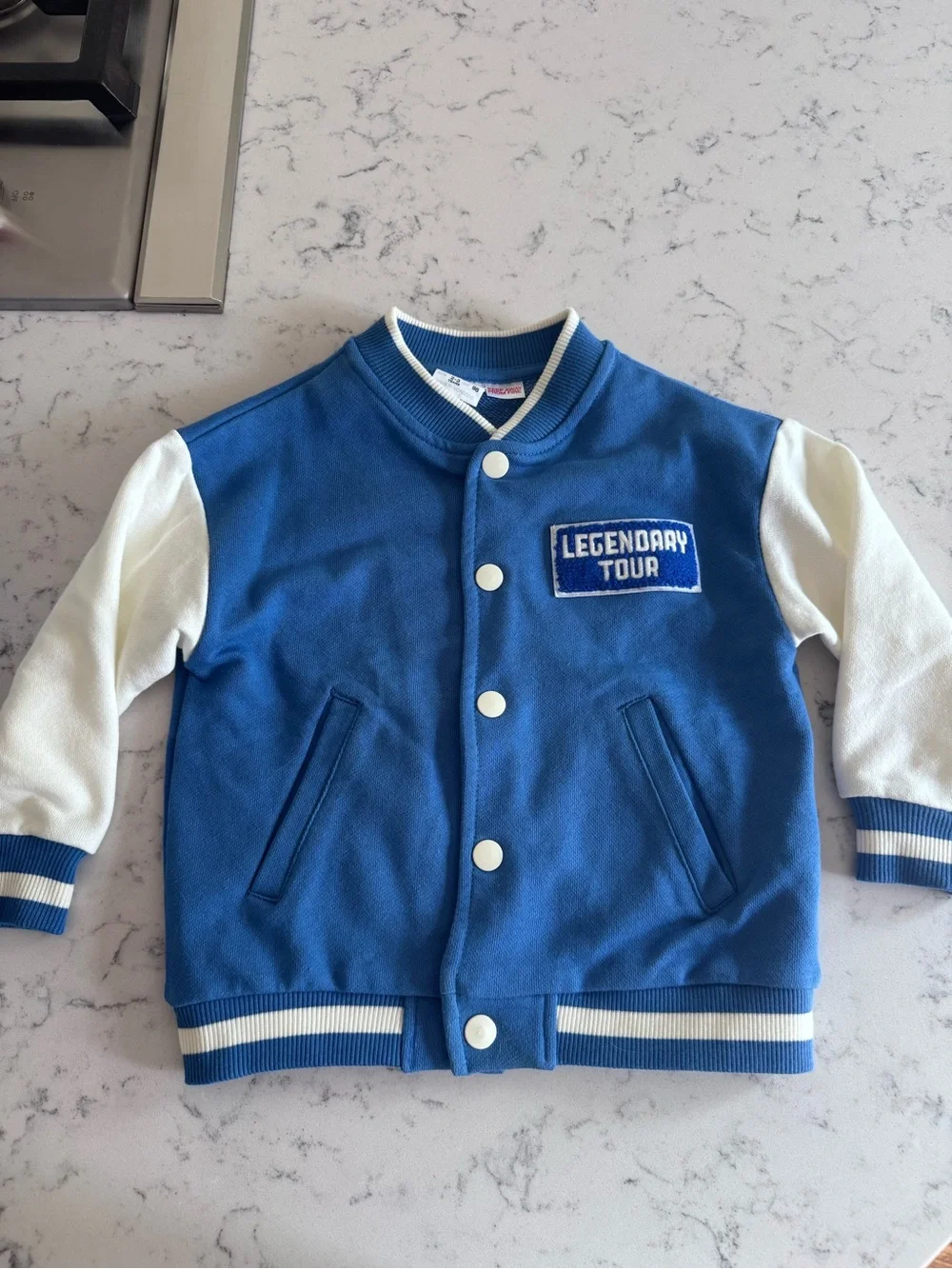 Zara Kids 'Legendary Tour' Blue & White Varsity Jacket